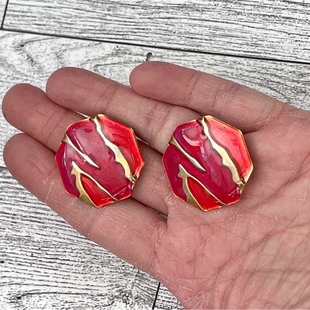 Vintage Painted Metal Earrings